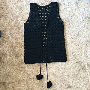 Vintage knit vest with pom-poms